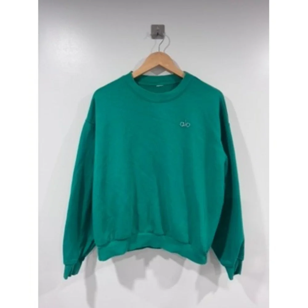 Alo Yoga Green Accolade Oversized Crewneck Sweatshirt Pullover Women Size Small